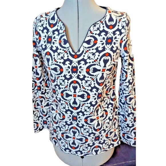 Talbots resort wear top XS tile print terry lining Cruise wear‎ Coastal Luxury - Picture 1 of 4